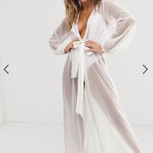 ASOS Long Sleeve Wrap Chiffon Maxi Kimono
